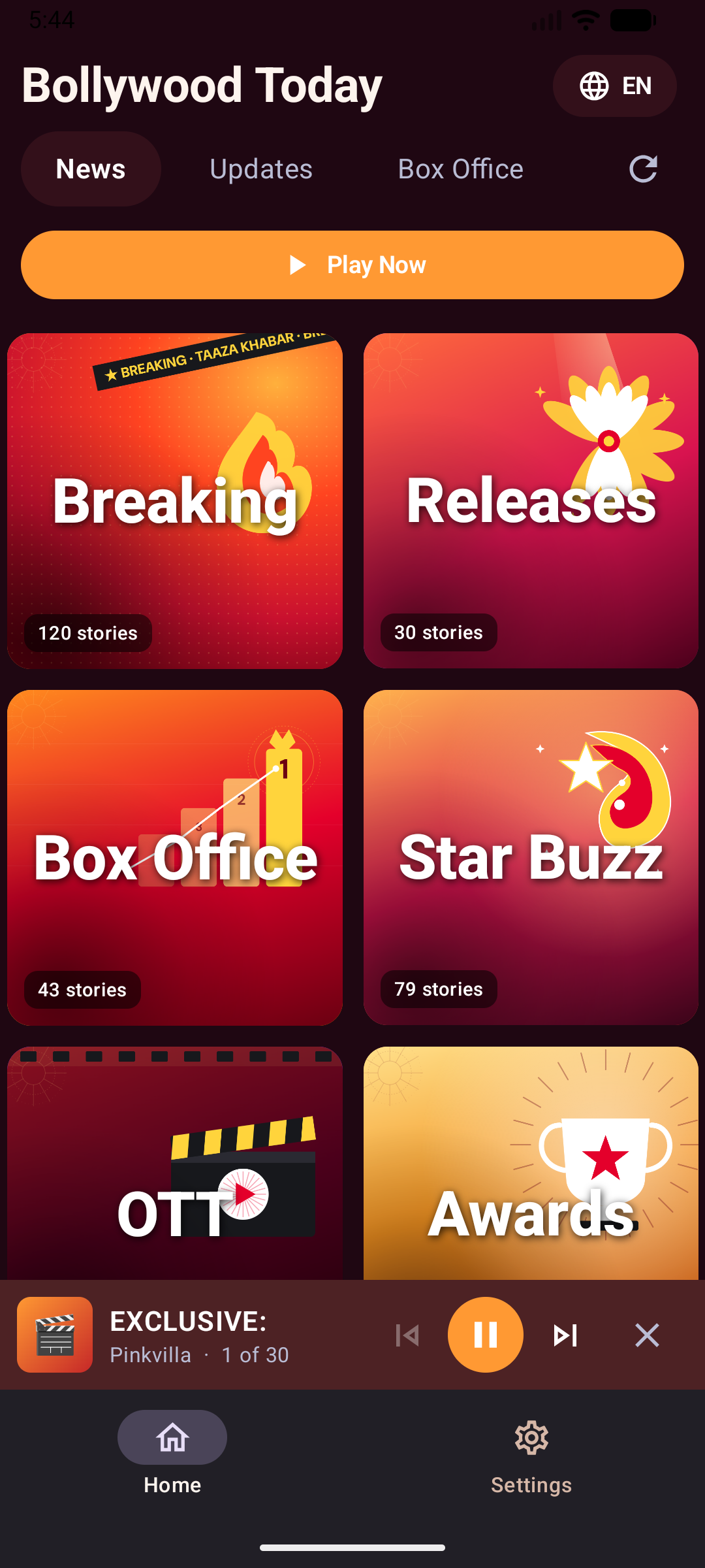 Bollywood Today playing on Android phone