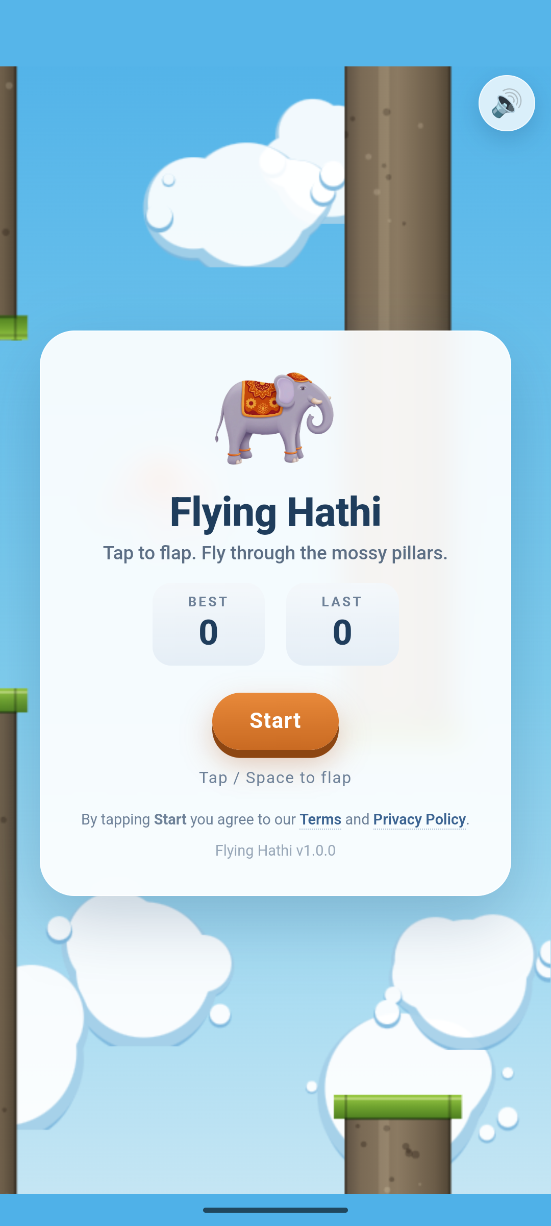 Flying Hathi menu screen on Android phone