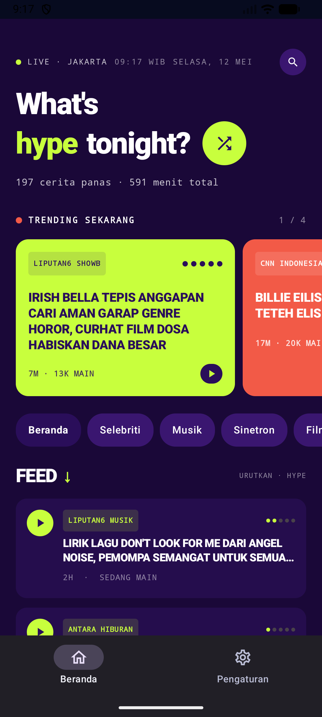 Hype ID home screen on Android phone