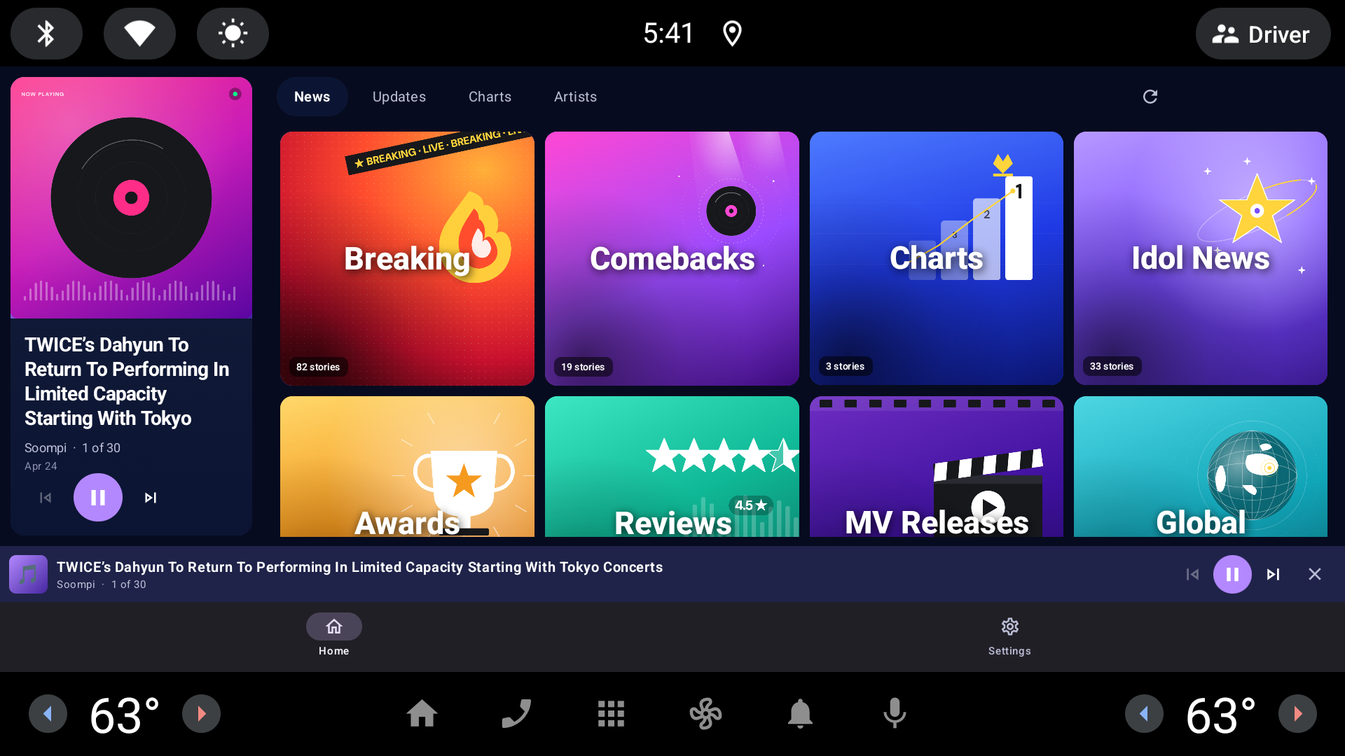 K-Pop Today playing an article on Android Automotive