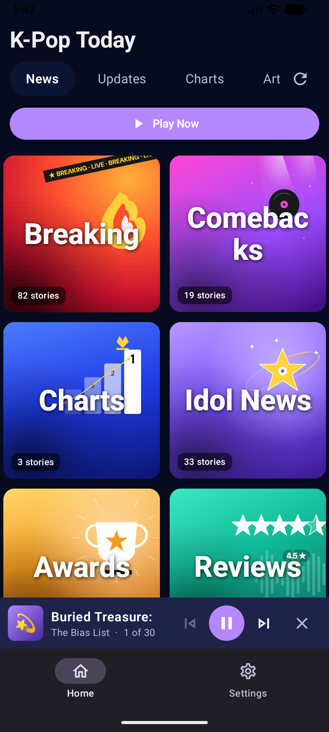 K-Pop Today playing on Android phone