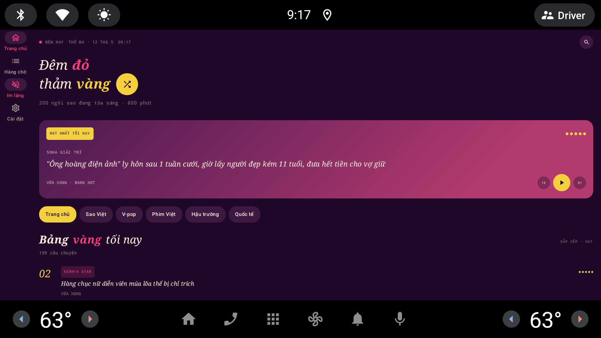 Tinh Tú home screen on Android Automotive